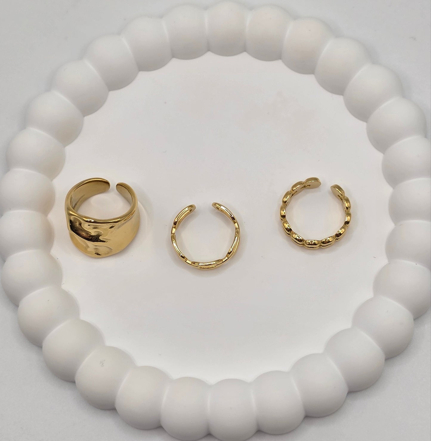 Gold-Plated Adjustable Rings – Set of 3