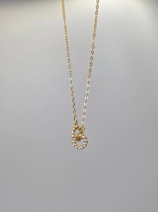 14K Gold Plated Interlocking Diamond Ring Pendant Necklace