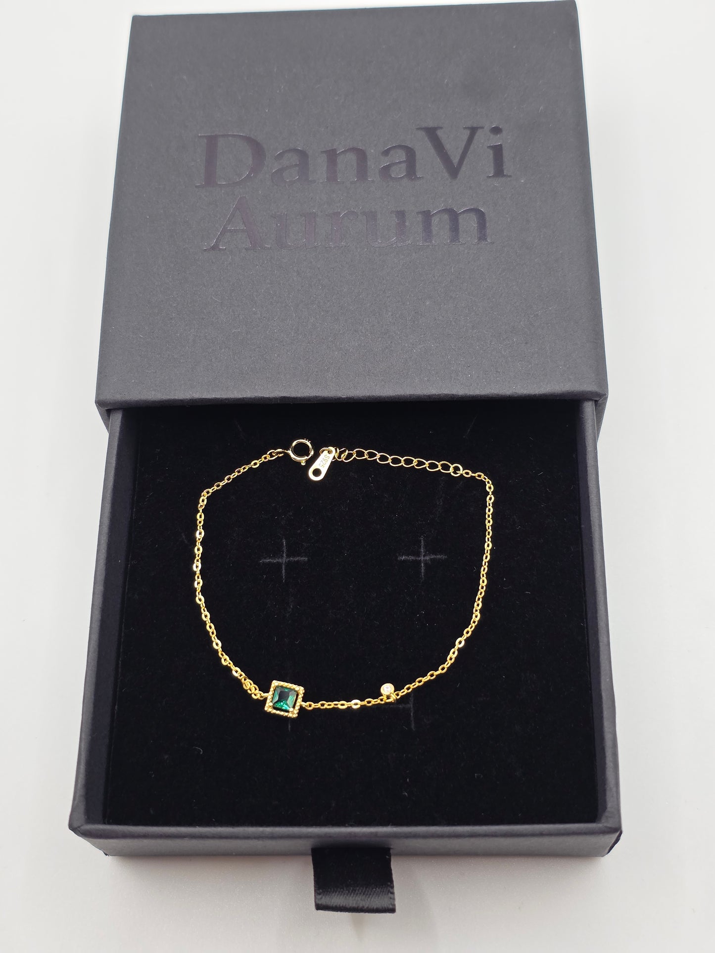 Luxury 14K Gold Plated Emerald Gemstone Bracelet