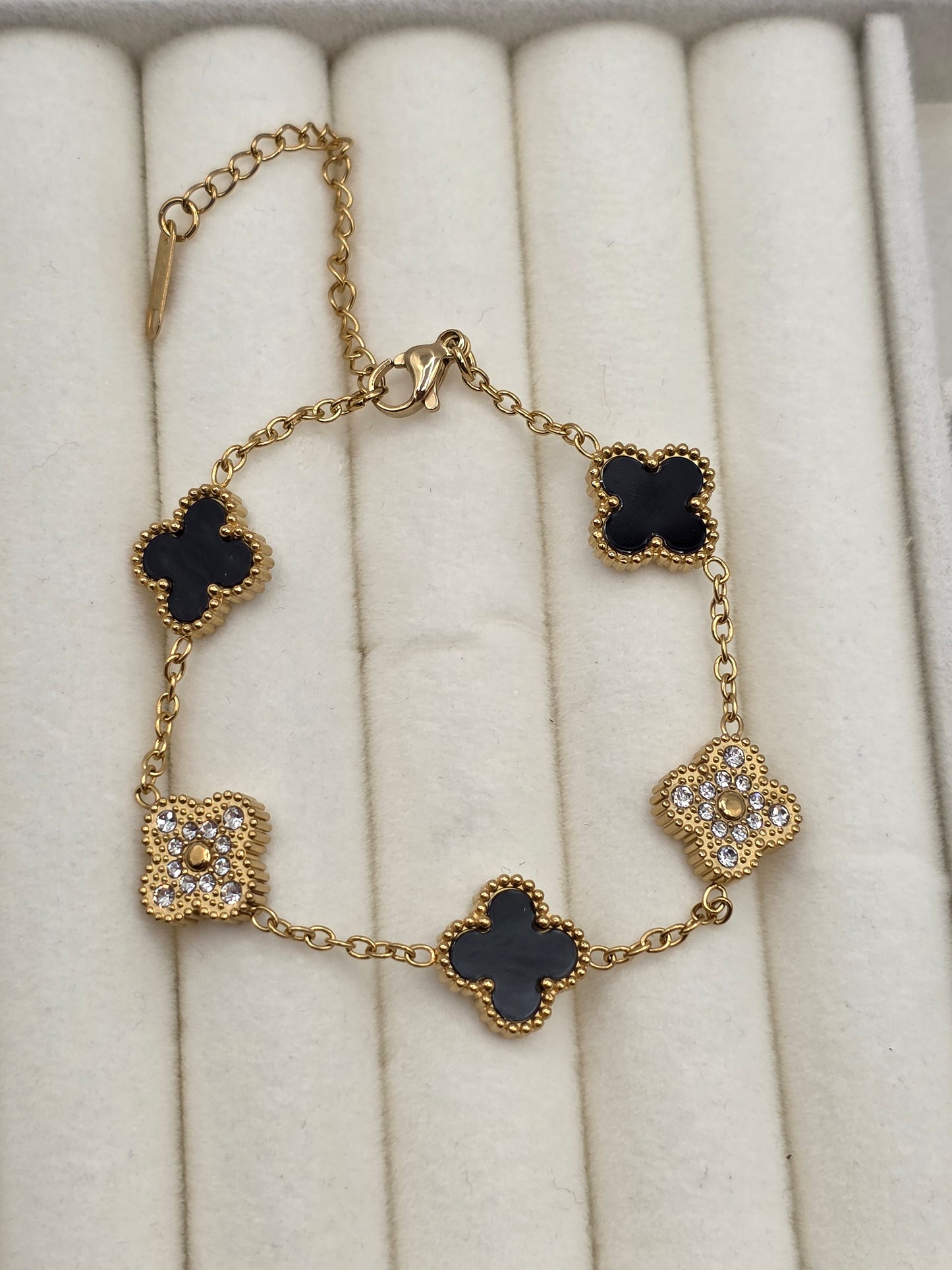 Black Clover Charm Bracelet – Gold Plated