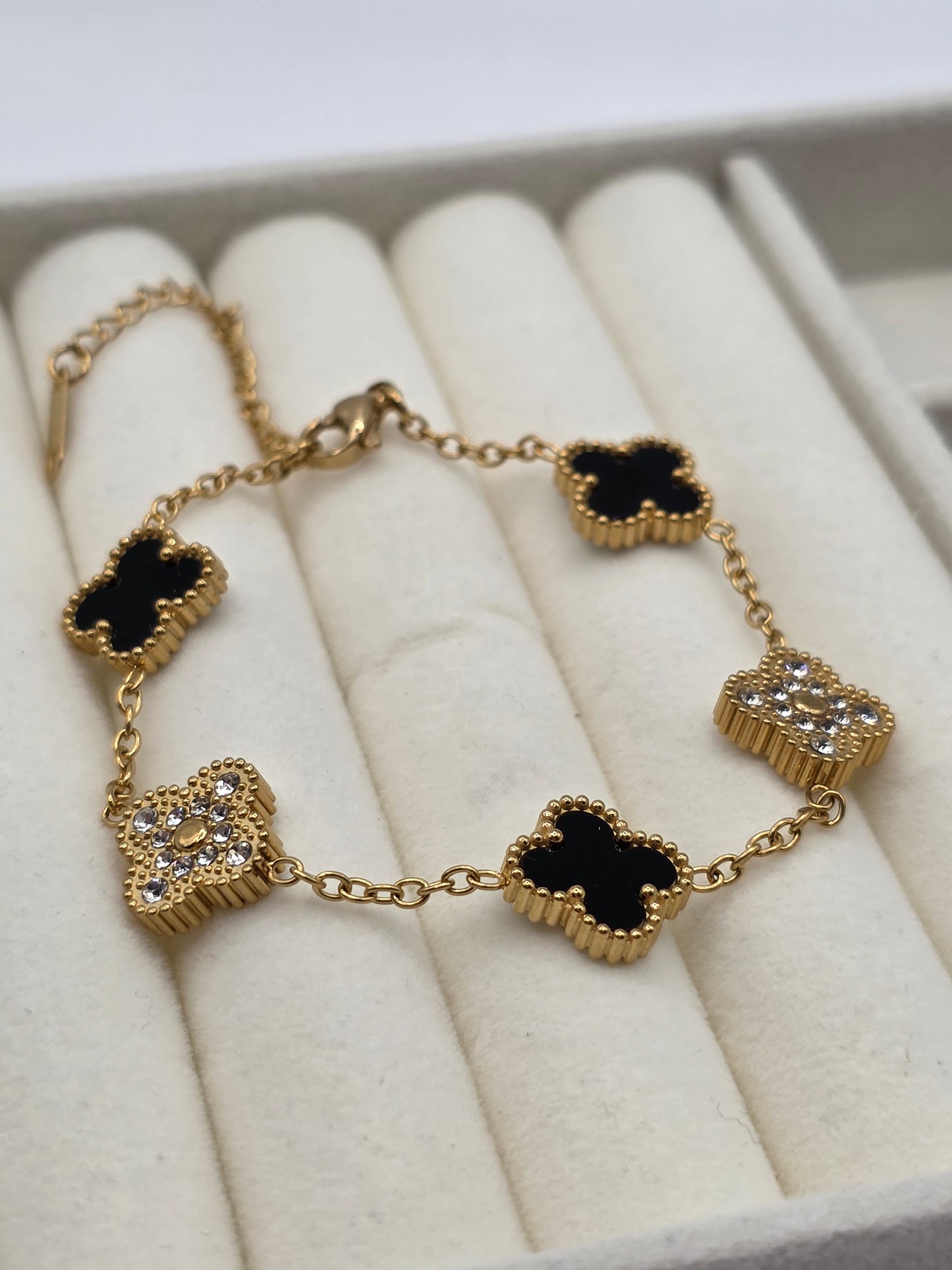 Black Clover Charm Bracelet – Gold Plated
