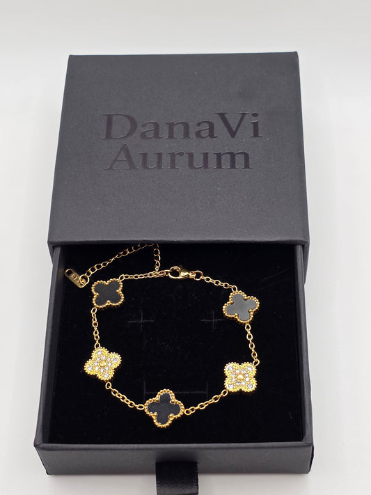 Black Clover Charm Bracelet – Gold Plated