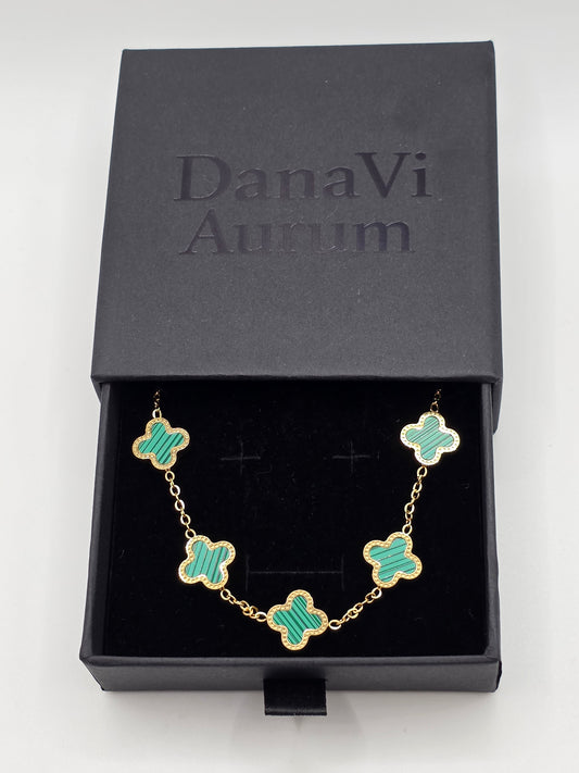 Green Clover Charm Bracelet – Gold Plated