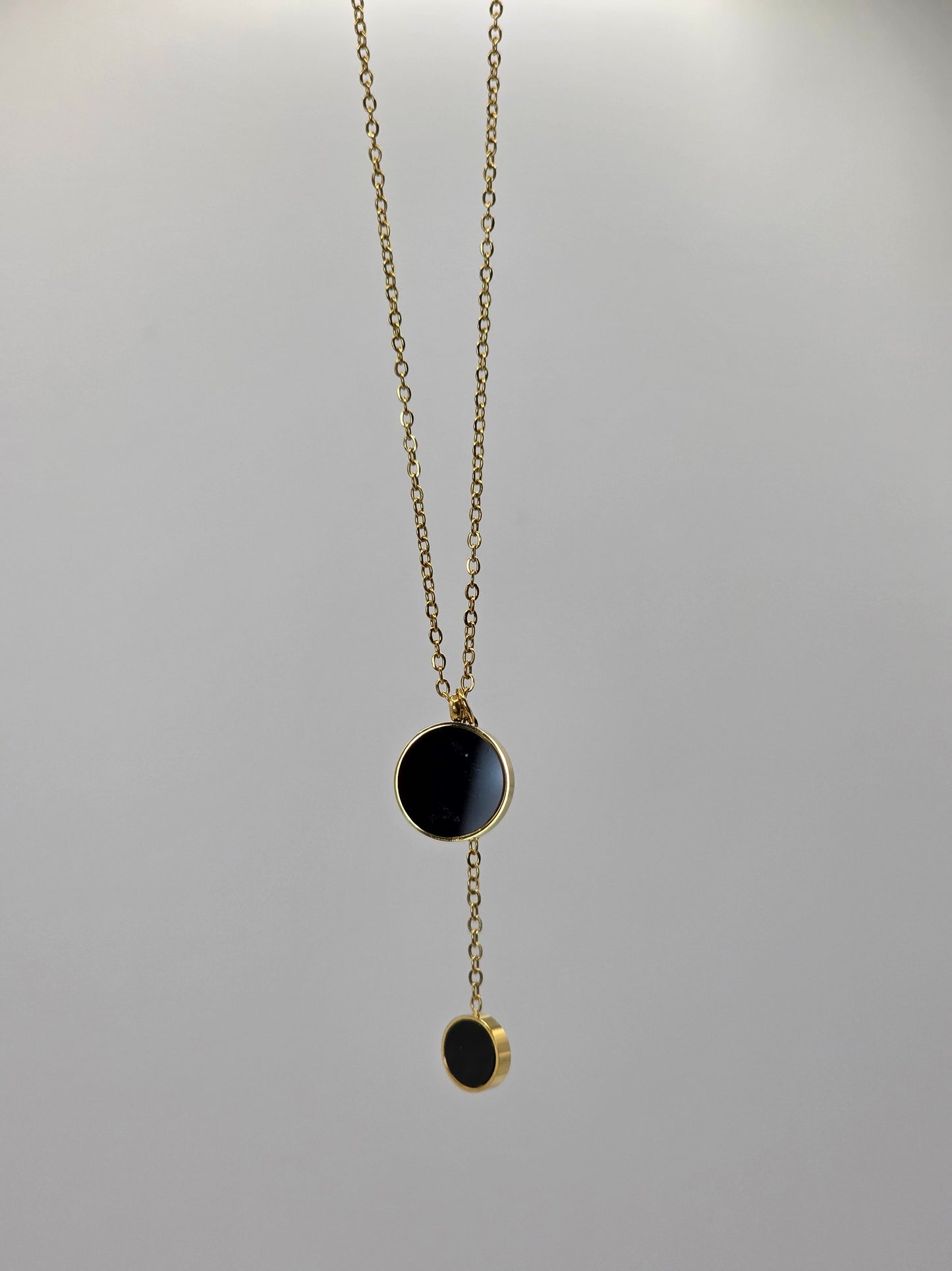 Double Circle Drop Necklace – Bold Minimalism
