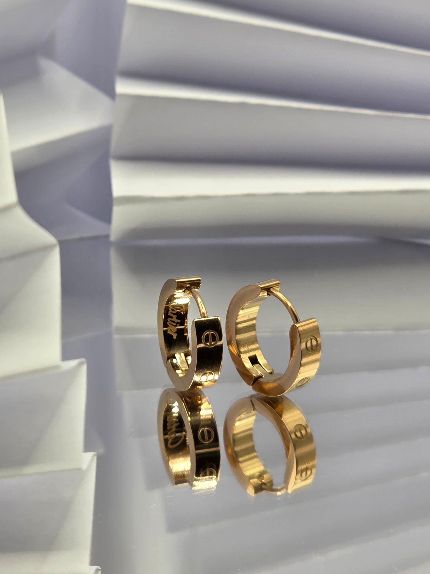 Designer-Inspired Gold Huggie Hoops – 18K Plated Stainless Steel