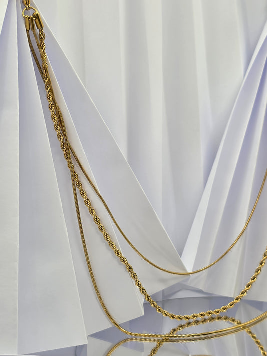 Triple Layered Gold Chain Necklace