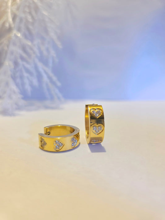 Love Heart Hoop Earrings 18K Gold Plated