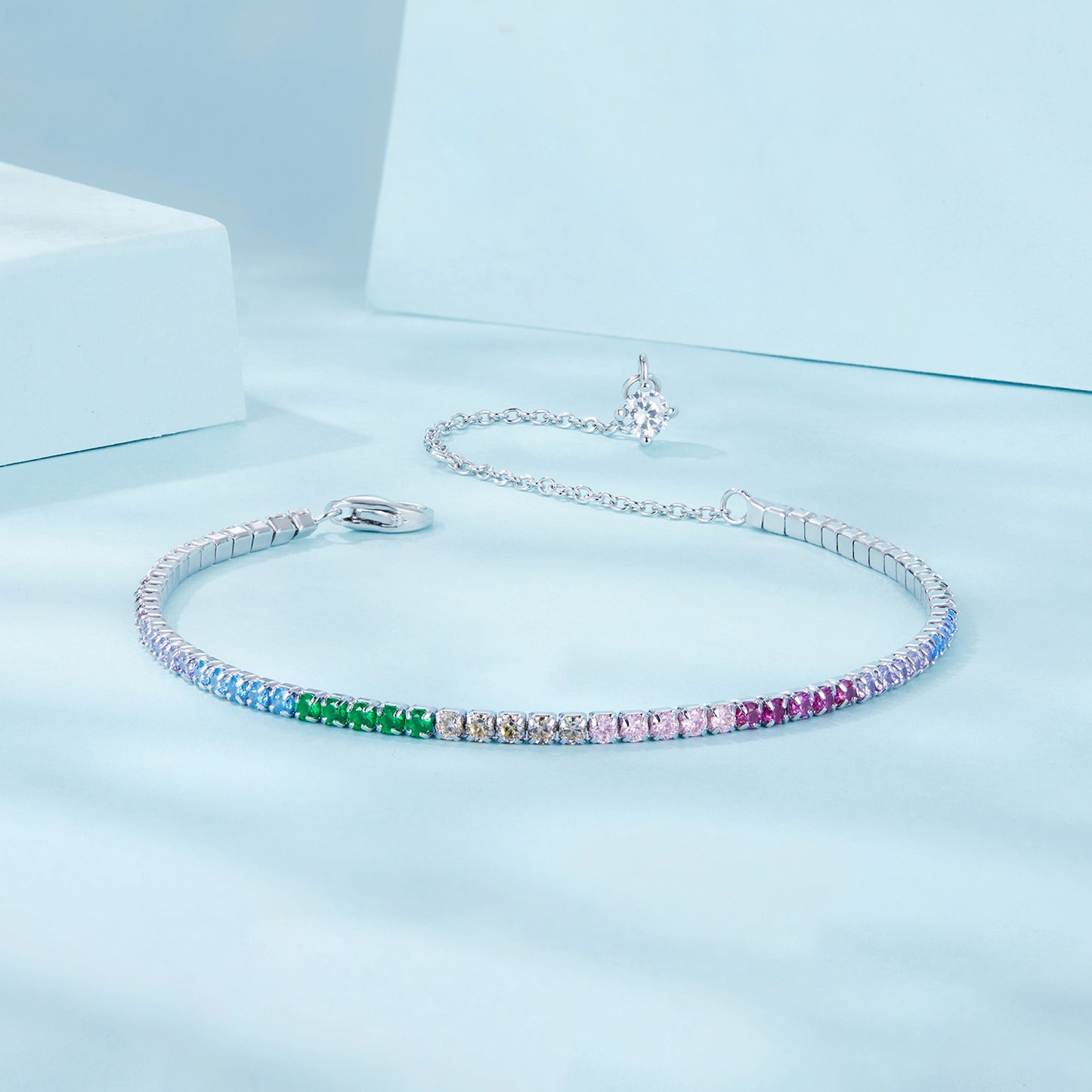 Rainbow Tennis Bracelet – 925 Sterling Silver