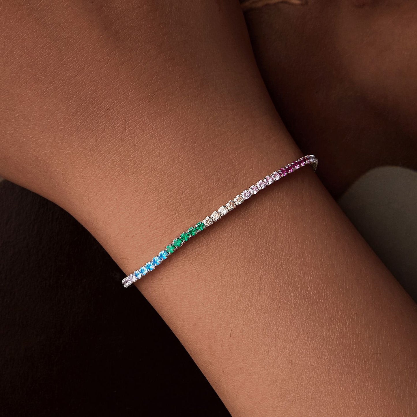 Rainbow Tennis Bracelet – 925 Sterling Silver