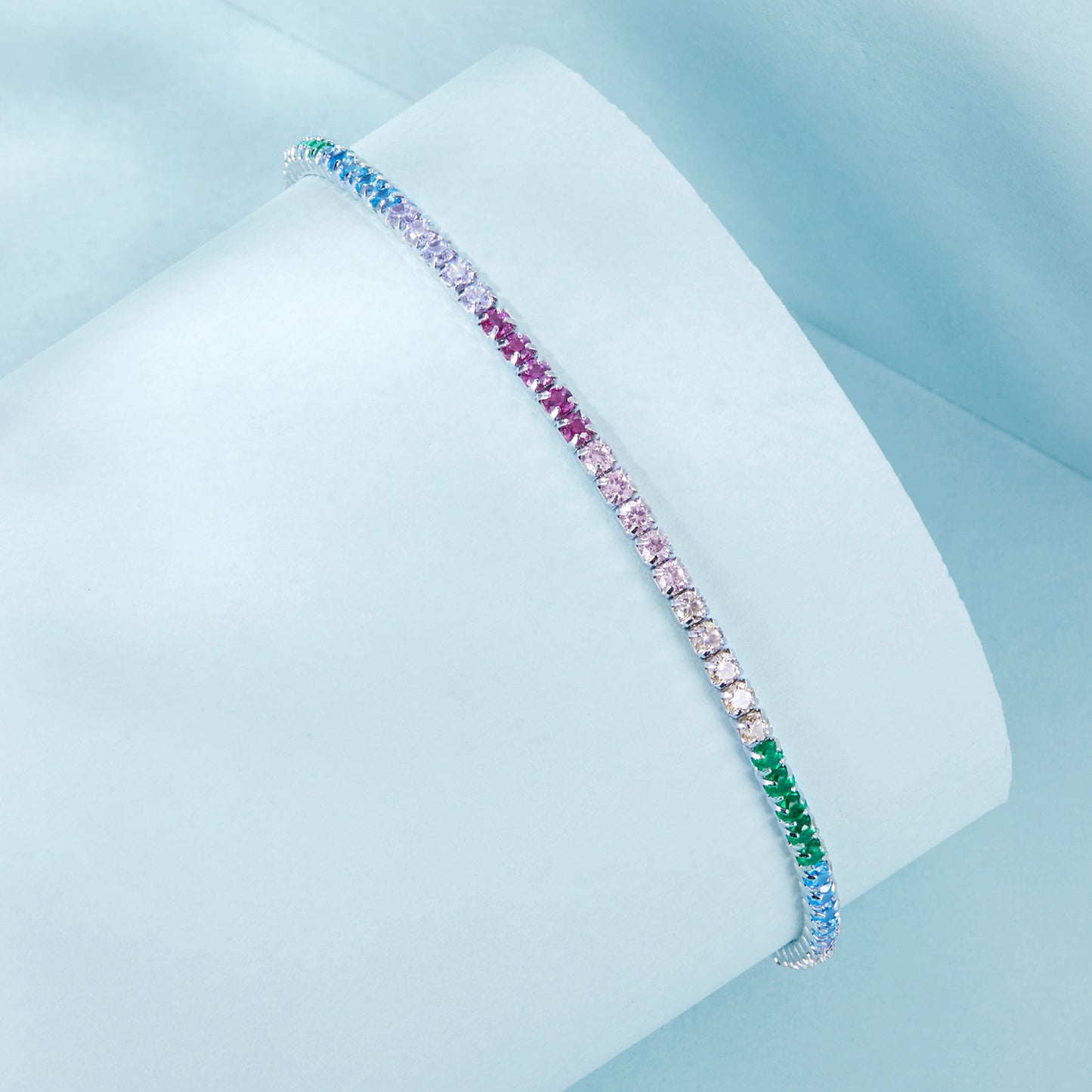 Rainbow Tennis Bracelet – 925 Sterling Silver