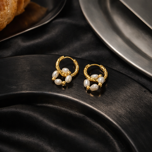 Aurum Pearl Drop Hoops