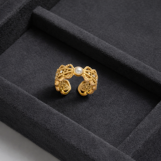 Aurum Pearl Sculptural Open Ring