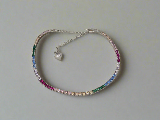 Rainbow Tennis Bracelet – 925 Sterling Silver