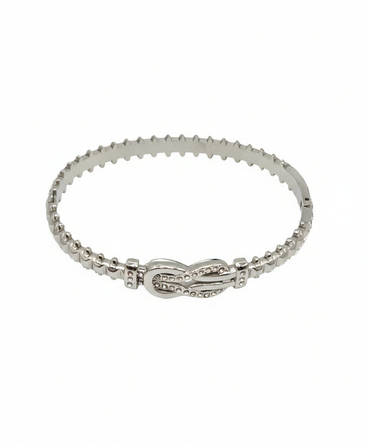 Timeless Shine Silver Bangle with Pavé Detailing