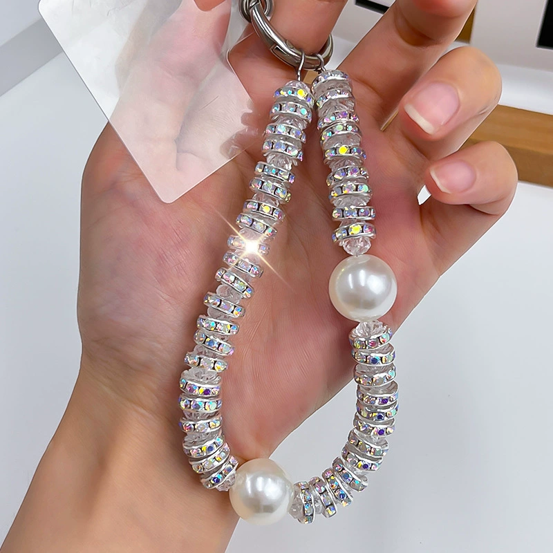 Beaded Wrist Strap – Pearl & Rhinestone Shine