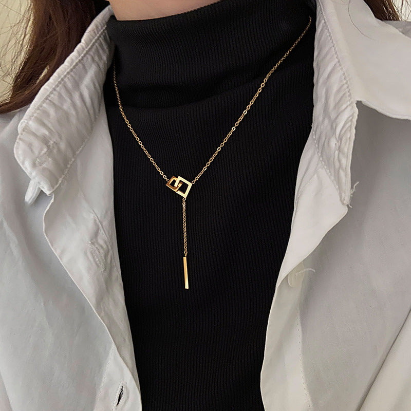 Minimalist Drop Bar Necklace – Gold Plated