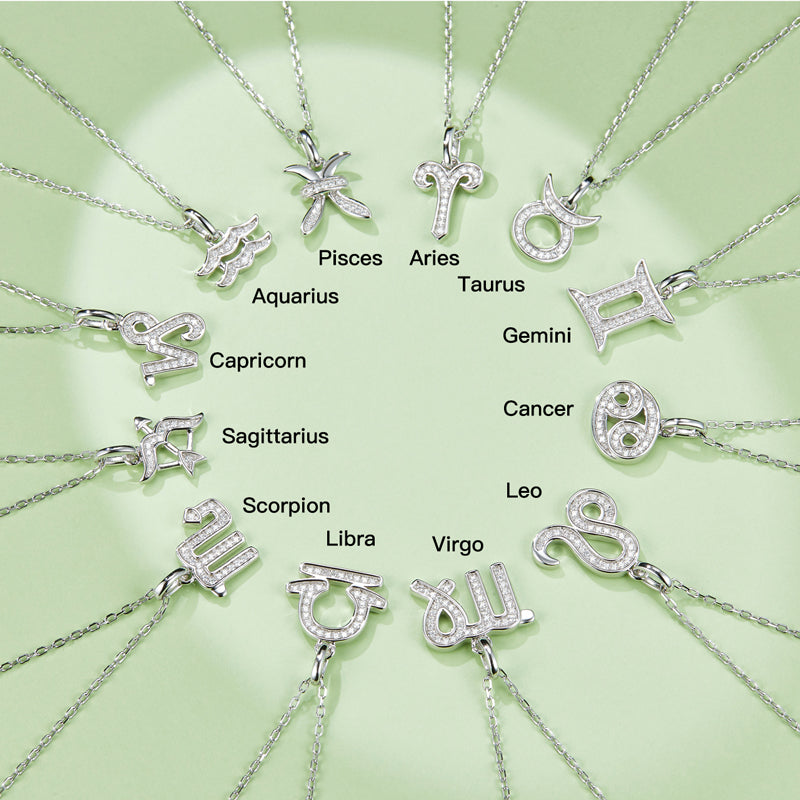 925 Sterling Silver Zodiac Moissanite Necklace
