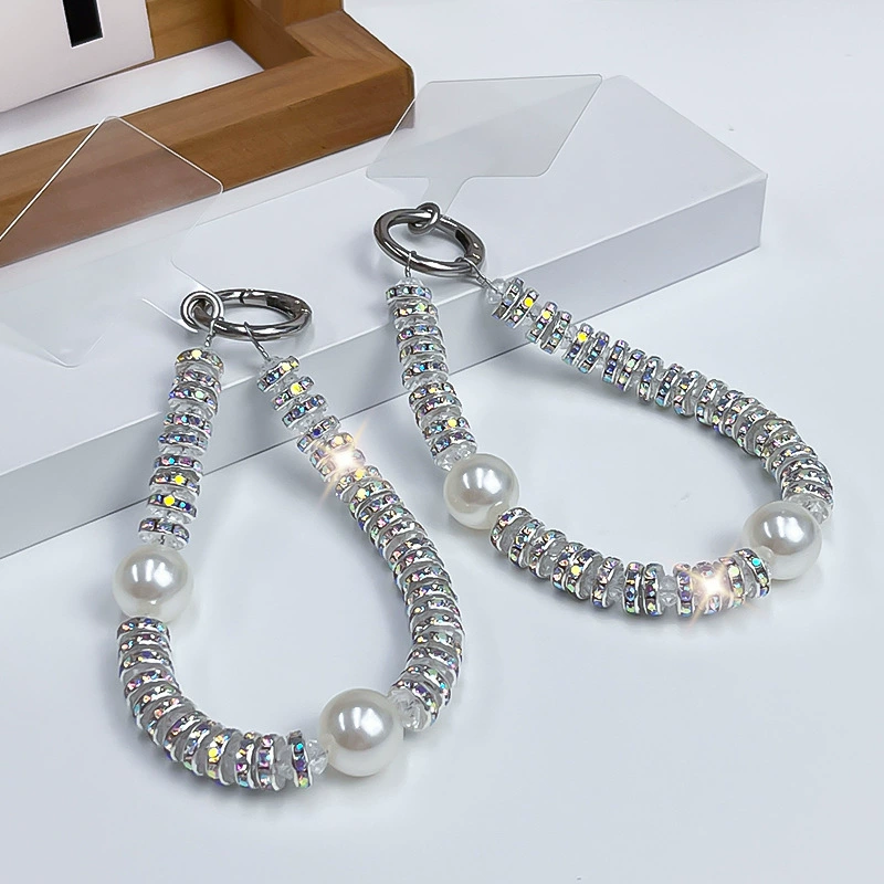 Beaded Wrist Strap – Pearl & Rhinestone Shine