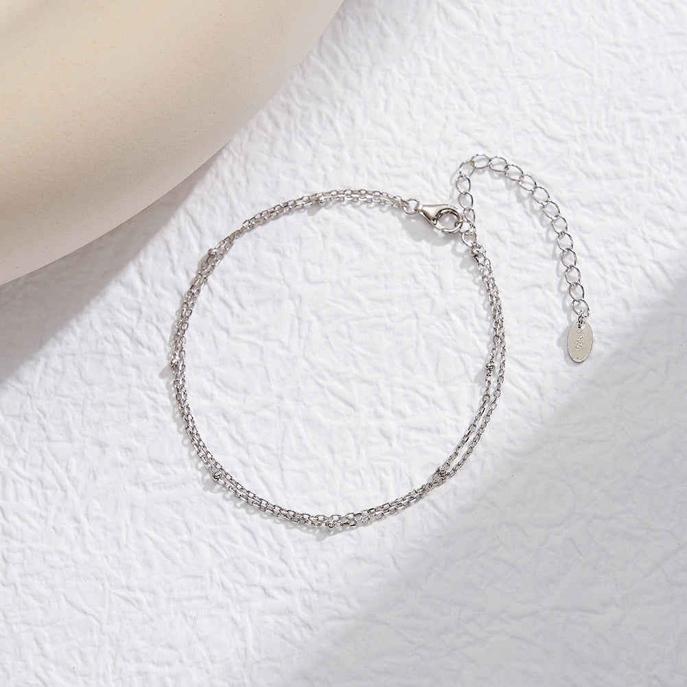 Delicate Double-Layered Chain Bracelet – 925 Sterling Silver, 14K Gold Plated