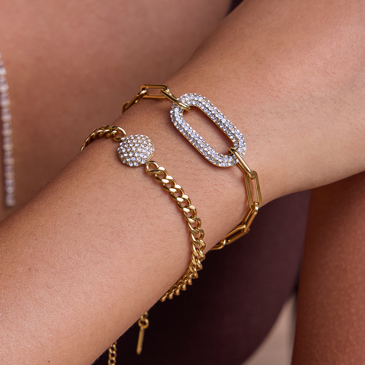 Golden Glow Pavé Sphere Bracelet – Gold Plated