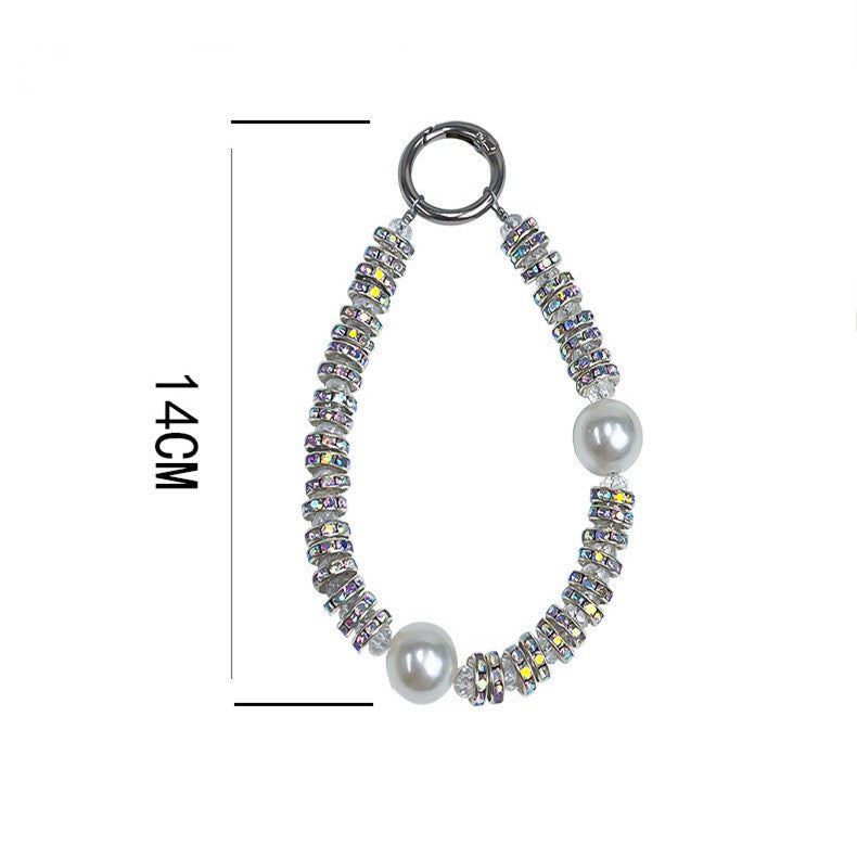 Beaded Wrist Strap – Pearl & Rhinestone Shine