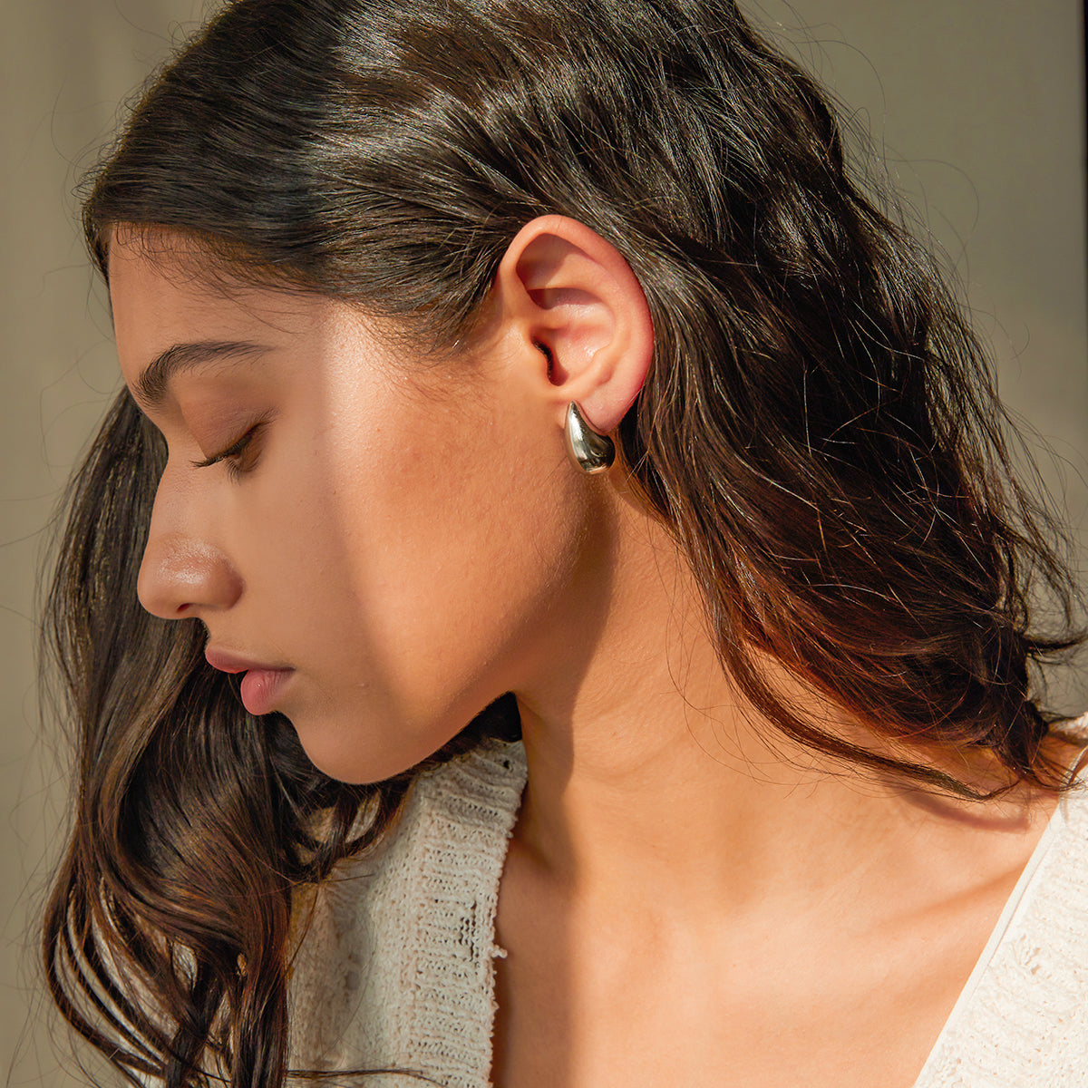 Hollow Water Drop Earrings Gold & Silver