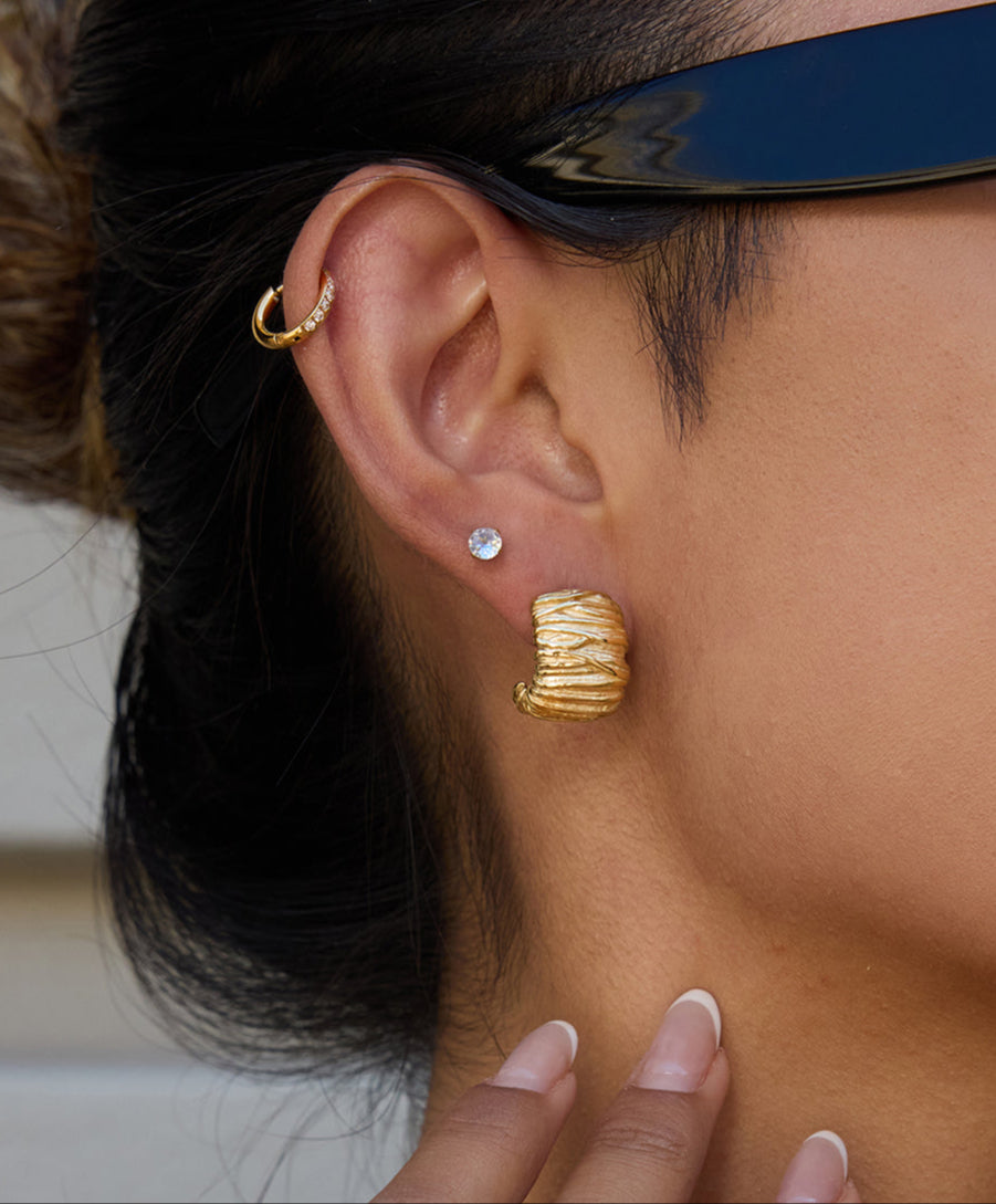 Textured Half-Hoop Earrings – Gold & Silver