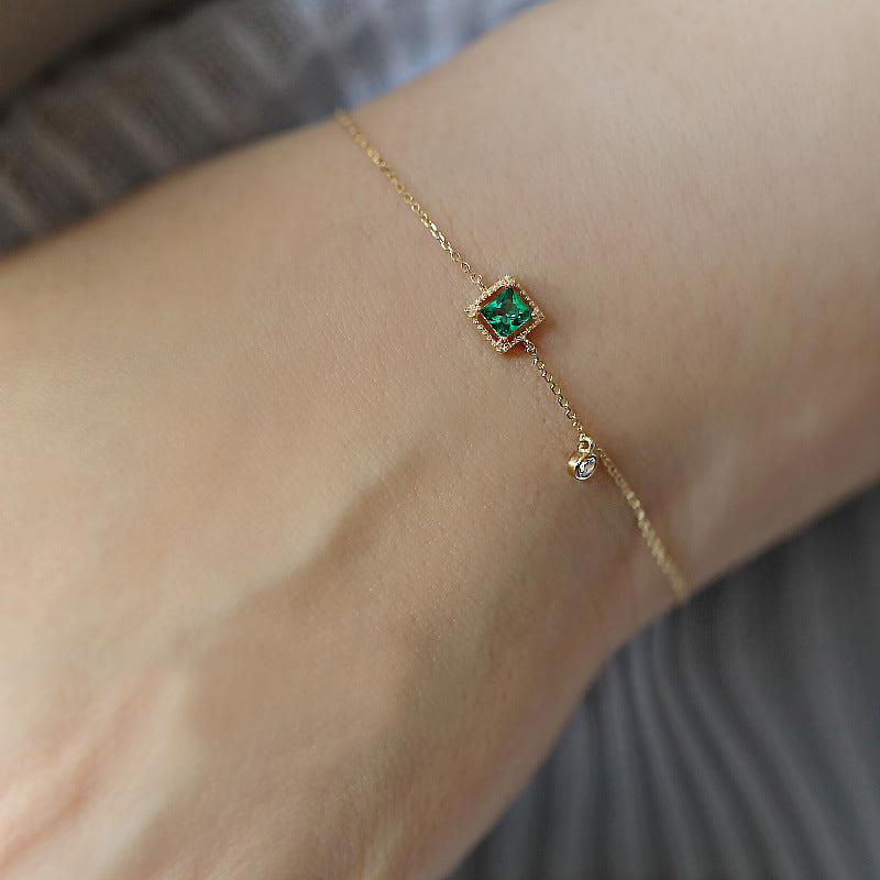 Luxury 14K Gold Plated Emerald Gemstone Bracelet