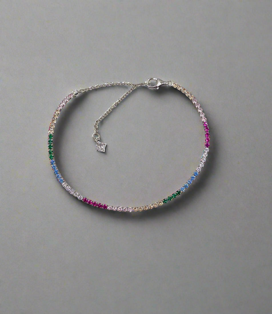 Rainbow Tennis Bracelet – 925 Sterling Silver