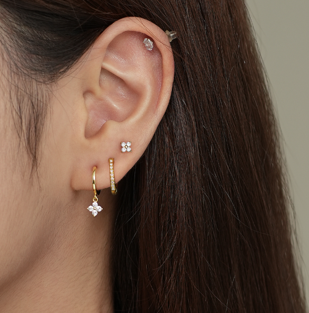 Clover Luxe – 3-Piece 18k Gold Plated 925 Sterling Silver Zircon Earring Set