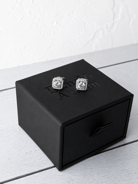 White Sparkle Stud Earrings – 925 Silver