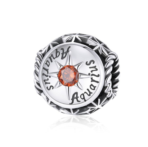 Zodiac Charm Pendant – 925 Sterling Silver with Birthstone Detail