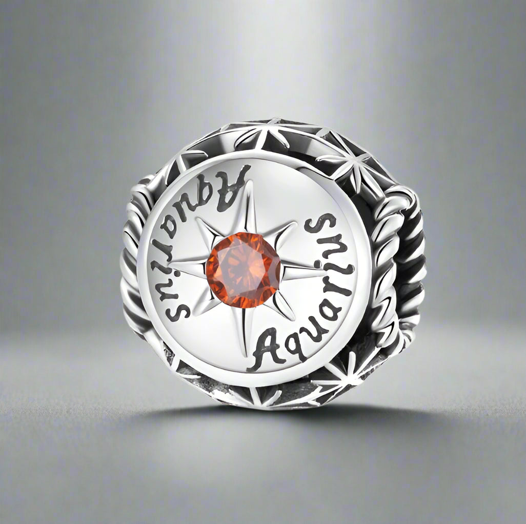 Zodiac Charm Pendant – 925 Sterling Silver with Birthstone Detail
