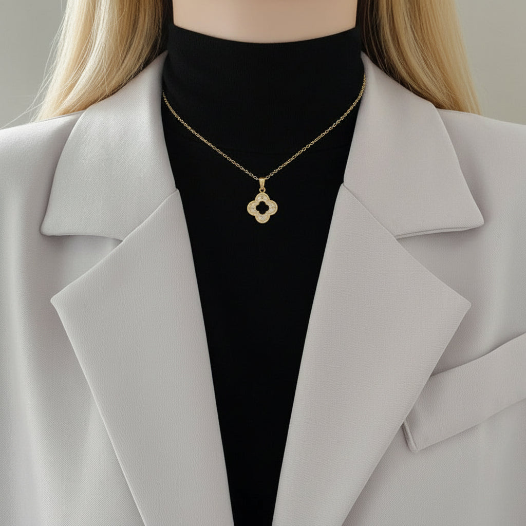 Clover Necklace & Stud Earrings Set