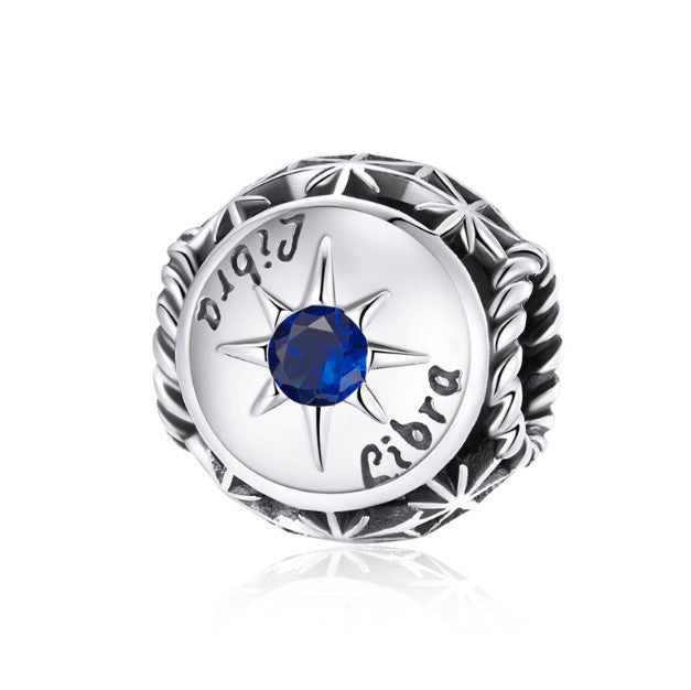 Zodiac Charm Pendant – 925 Sterling Silver with Birthstone Detail