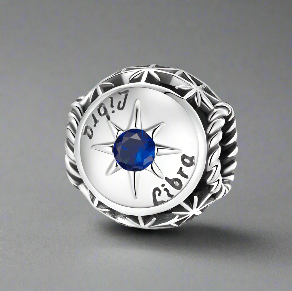 Zodiac Charm Pendant – 925 Sterling Silver with Birthstone Detail