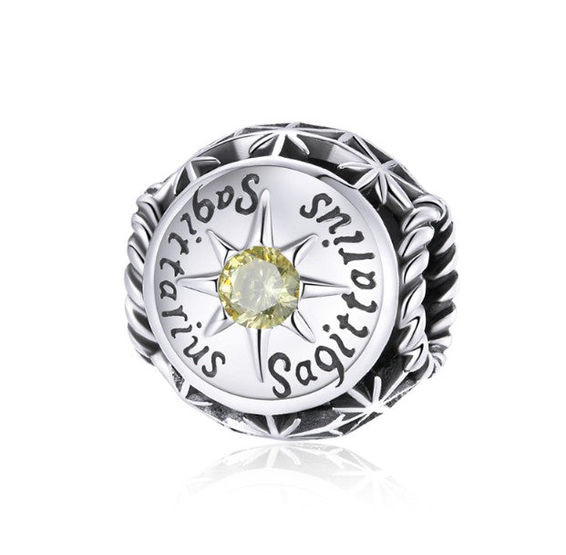 Zodiac Charm Pendant – 925 Sterling Silver with Birthstone Detail