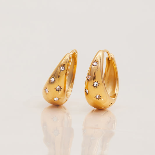 Classic Star-Set Hoop Earrings – 18K Gold Plated