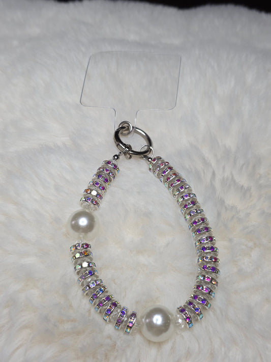 Beaded Wrist Strap – Pearl & Rhinestone Shine