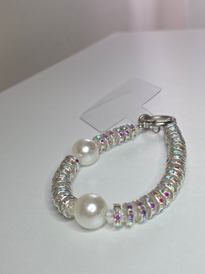 Beaded Wrist Strap – Pearl & Rhinestone Shine