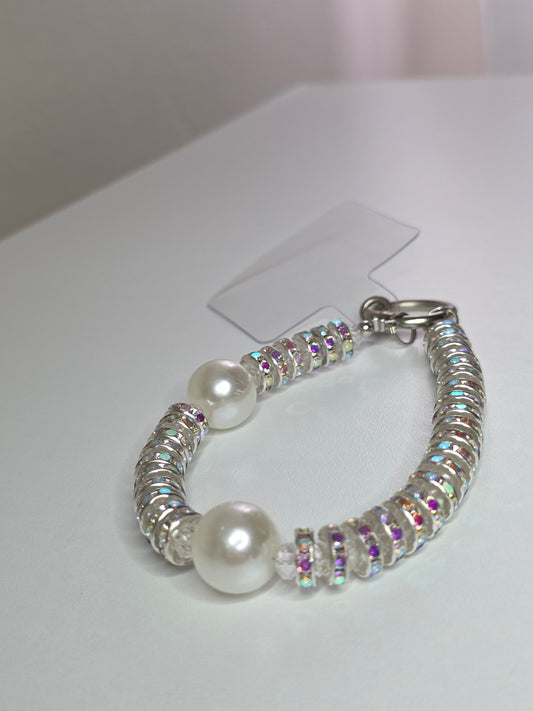 Beaded Wrist Strap – Pearl & Rhinestone Shine