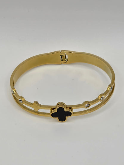 Black Clover Bangle – Gold Plated