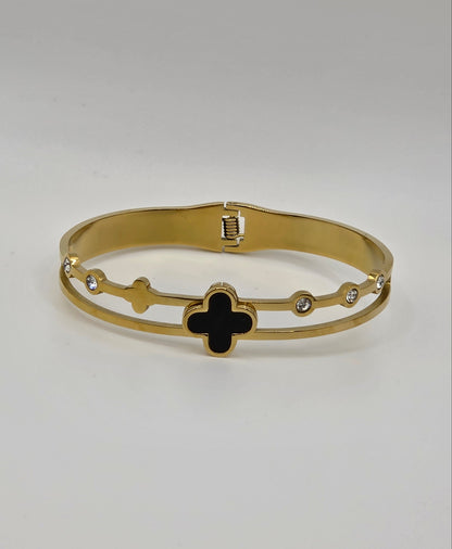 Black Clover Bangle – Gold Plated
