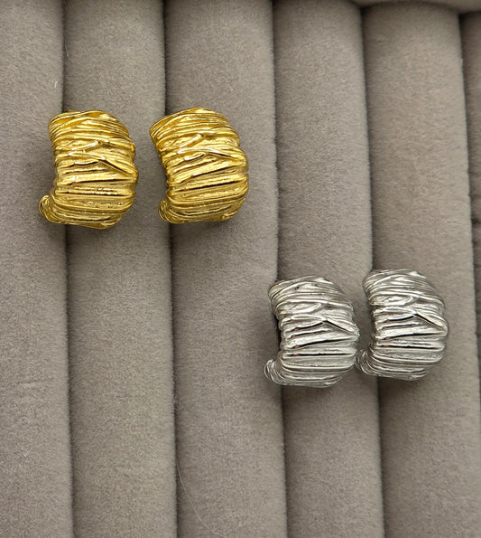 Textured Half-Hoop Earrings – Gold & Silver
