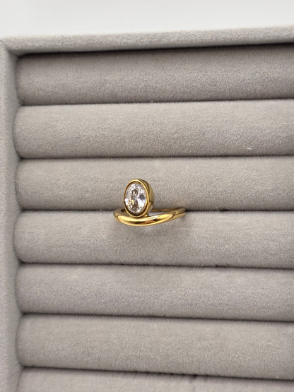 Bezel-Set Radiant Solitaire Ring – Gold Plated
