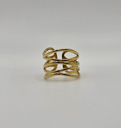 Sleek Criss-Cross Adjustable Ring – Gold, Silver & Two-Tone