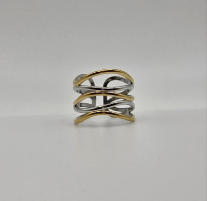 Sleek Criss-Cross Adjustable Ring – Gold, Silver & Two-Tone