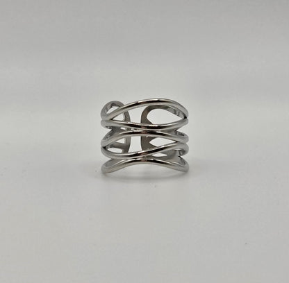 Sleek Criss-Cross Adjustable Ring – Gold, Silver & Two-Tone