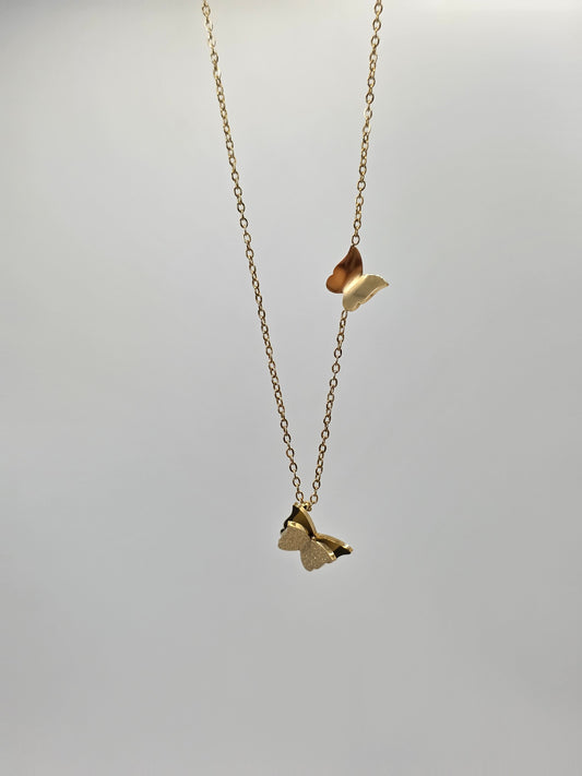 Double Butterfly Necklace – Gold Plated