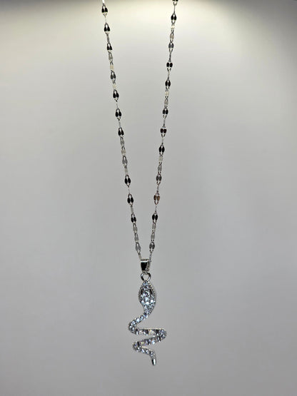 Radiant Snake Pendant Necklace – Gold or Silver Finish